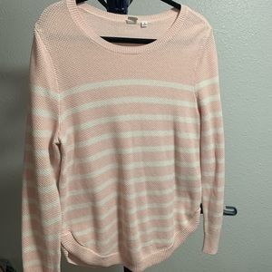 GAP Pullover Sweater Women’s XL Pink and White Stripe